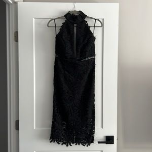 black halter lace detailed Bardot dress - brand new!